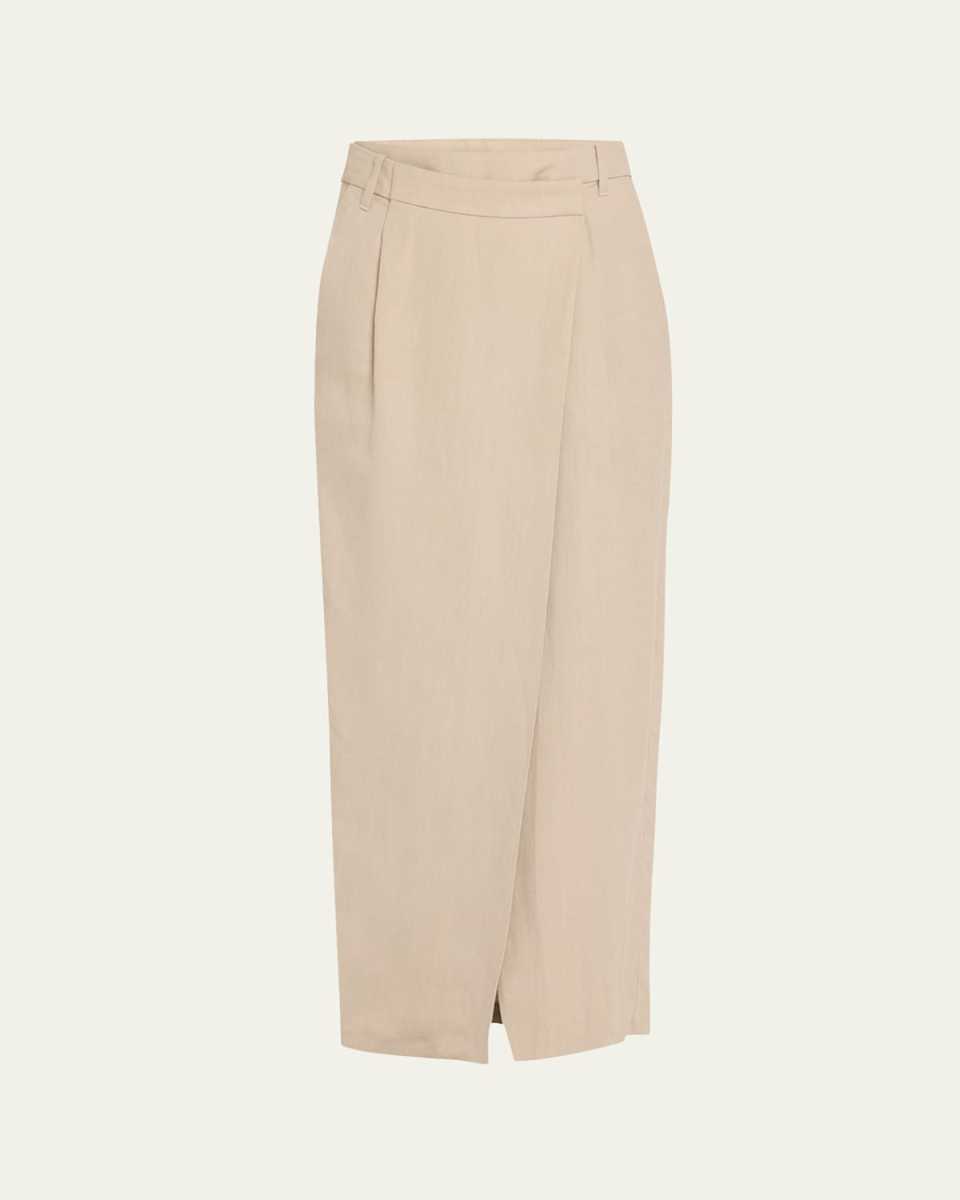 Long Wrapped Sartorial Linen Skirt